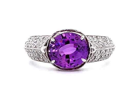 2.28ct Pink Sapphire PT Ring .66ct Diamond