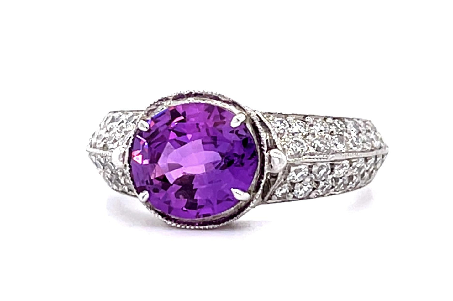 2.28ct Pink Sapphire PT Ring .66ct Diamond