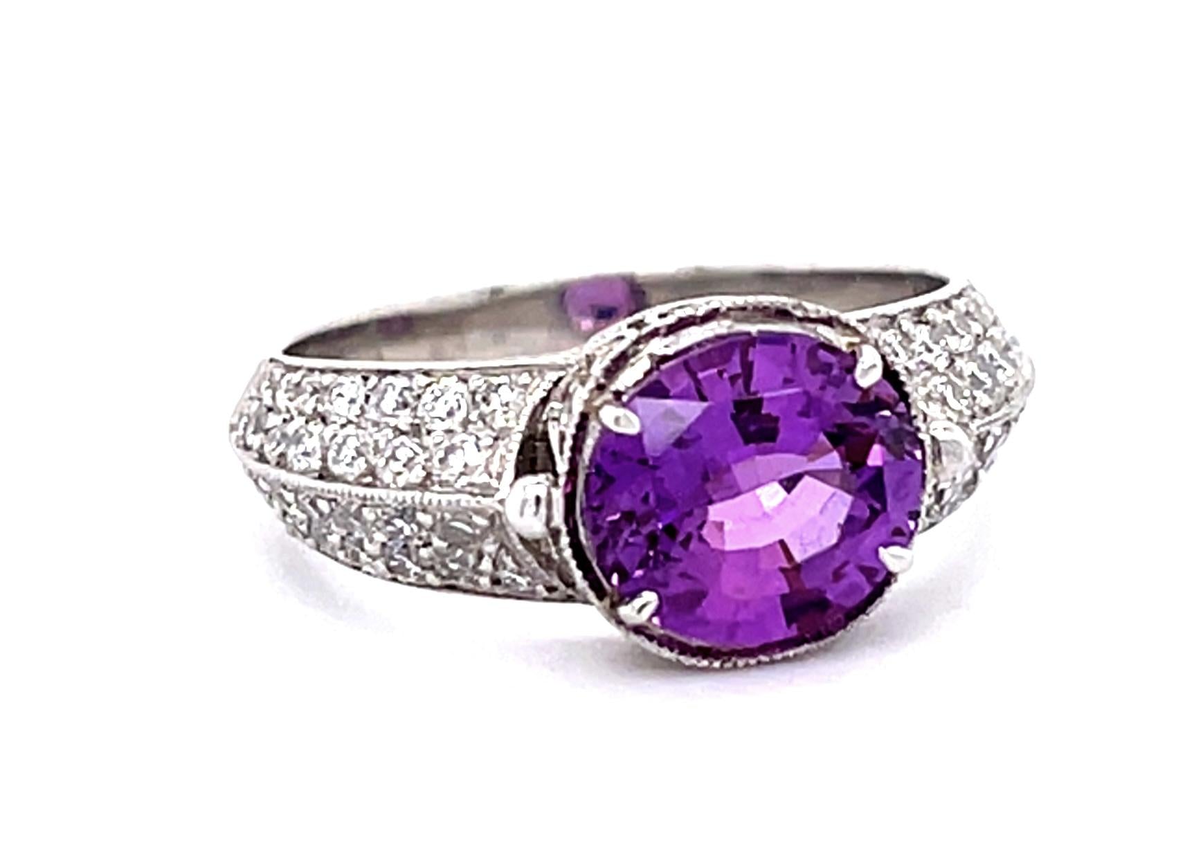 2.28ct Pink Sapphire PT Ring .66ct Diamond