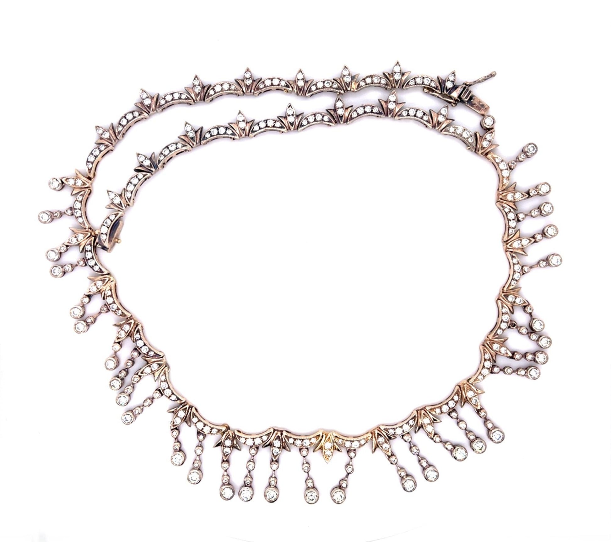 Estate  7.50ct Diamond 280 Stones 18KY  43.60gr Necklace Length 16