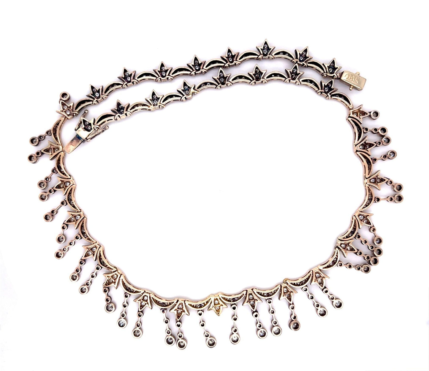 Estate  7.50ct Diamond 280 Stones 18KY  43.60gr Necklace Length 16