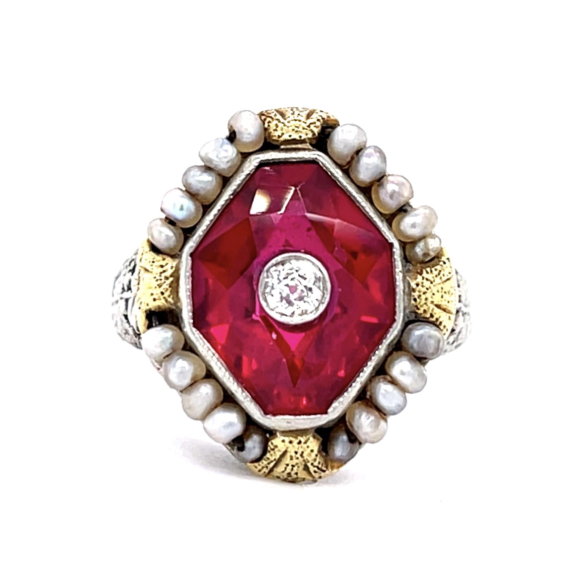 Original Art Deco .10ct European Diamond 14KW Ring (Antique 1920s)