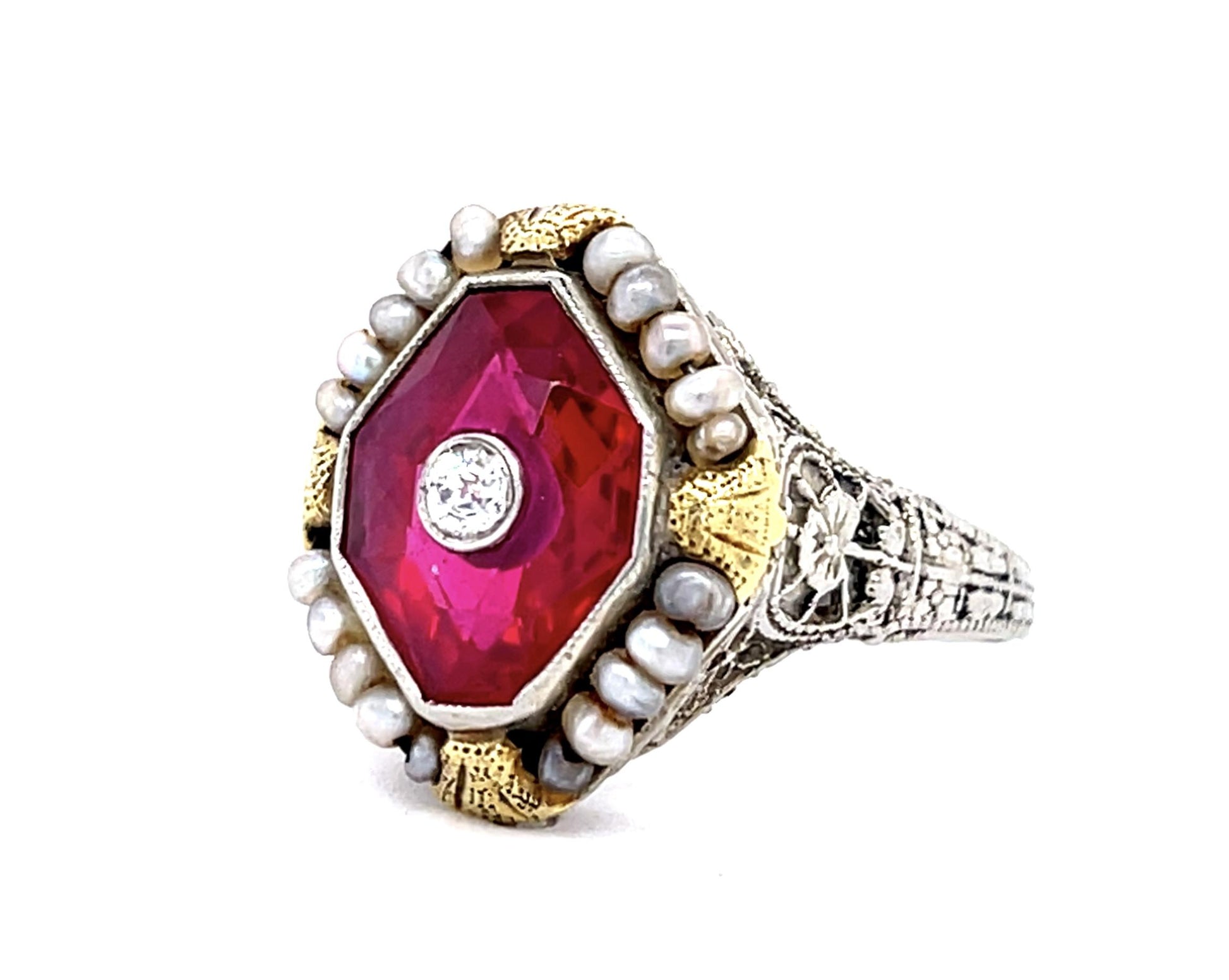 Original Art Deco .10ct European Diamond 14KW Ring (Antique 1920s)