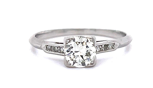 Original Art Deco .60ct European Diamond PT Ring (Vintage 1930s)