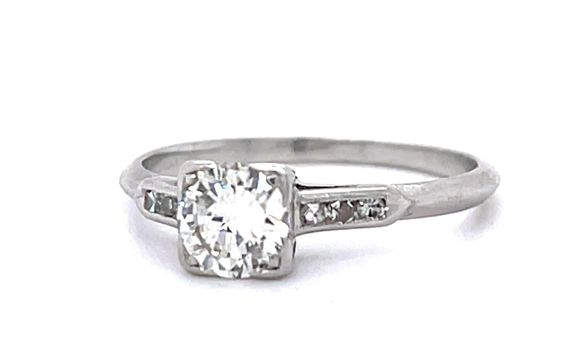 Original Art Deco .60ct European Diamond PT Ring (Vintage 1930s)