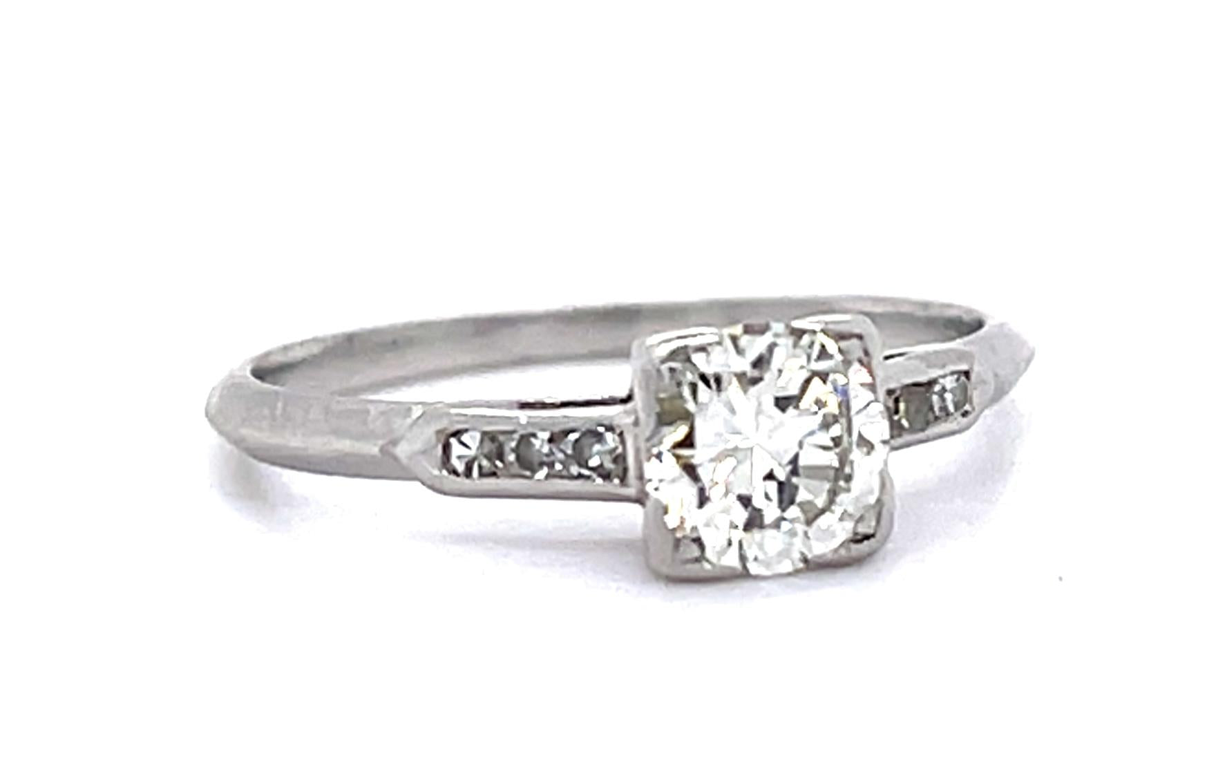 Original Art Deco .60ct European Diamond PT Ring (Vintage 1930s)