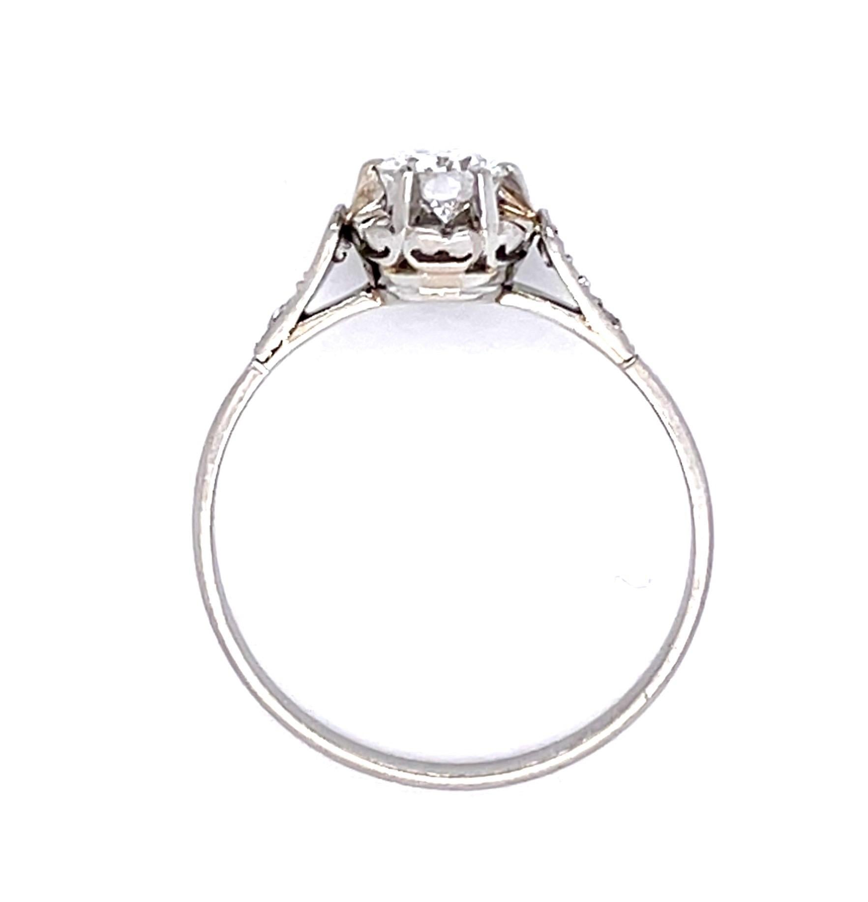 Original Art Deco .48ct European Diamond PT Ring (Vintage 1930s)