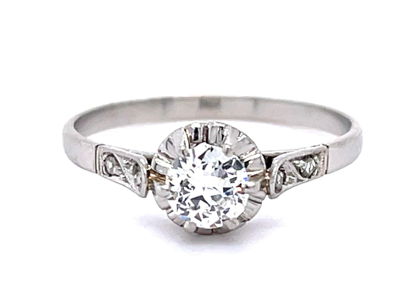 Original Art Deco .48ct European Diamond PT Ring (Vintage 1930s)