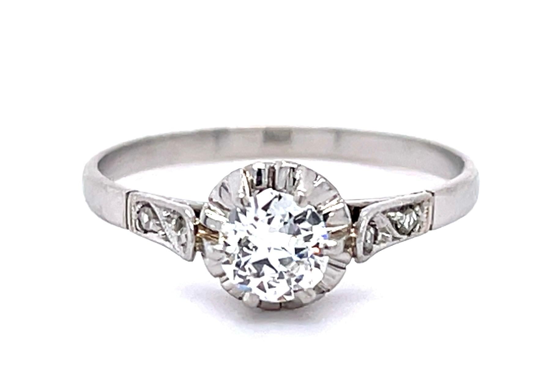 Original Art Deco .48ct European Diamond PT Ring (Vintage 1930s)