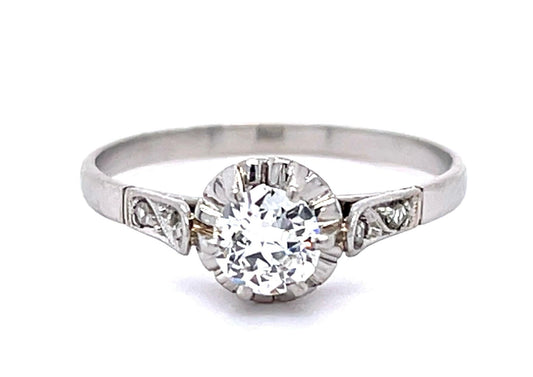 Original Art Deco .48ct European Diamond PT Ring (Vintage 1930s)