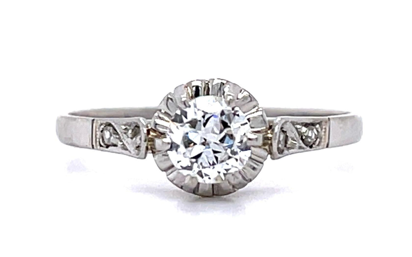 Original Art Deco .48ct European Diamond PT Ring (Vintage 1930s)