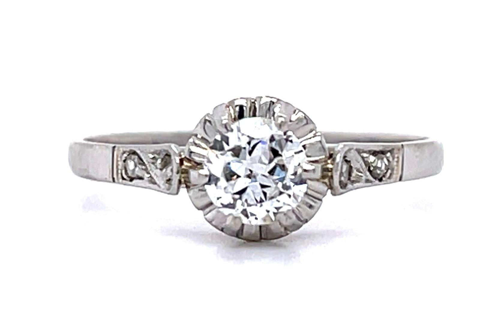 Original Art Deco .48ct European Diamond PT Ring (Vintage 1930s)