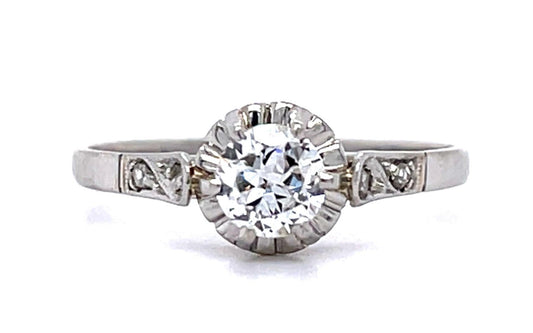 Original Art Deco .48ct European Diamond PT Ring (Vintage 1930s)