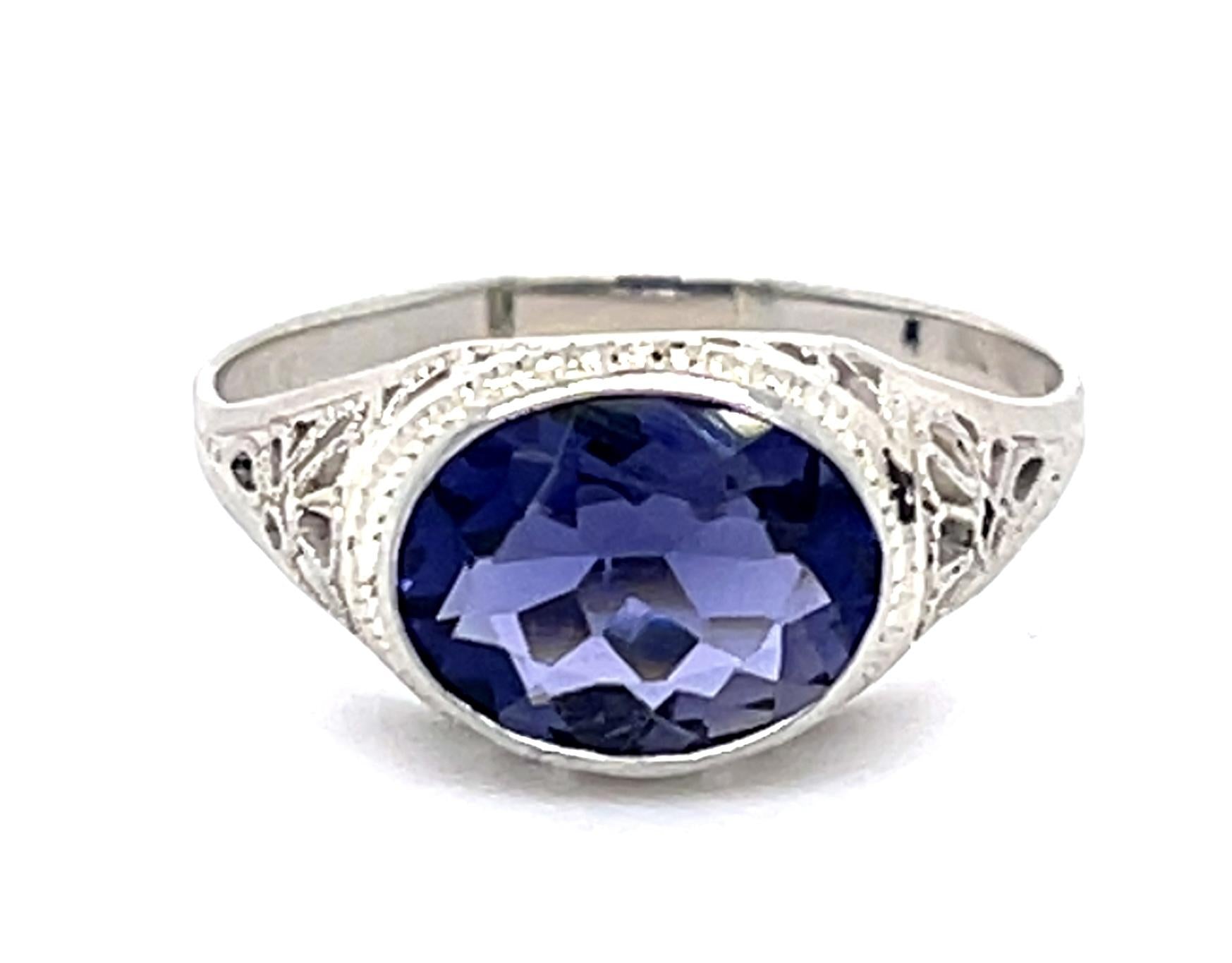 Original Art Deco 2ct Iolite 14KW Ring (Vintage 1930s)