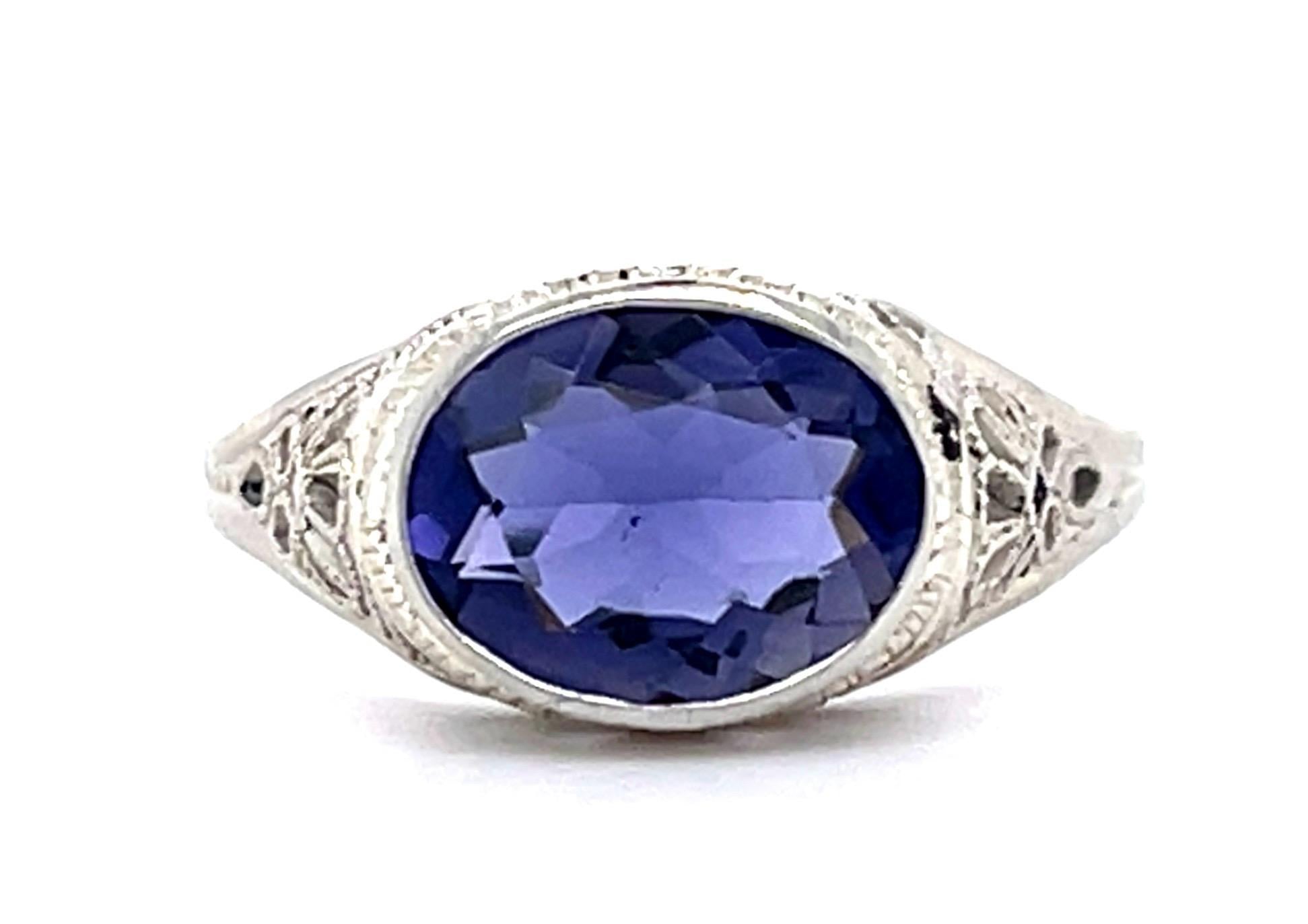 Original Art Deco 2ct Iolite 14KW Ring (Vintage 1930s)
