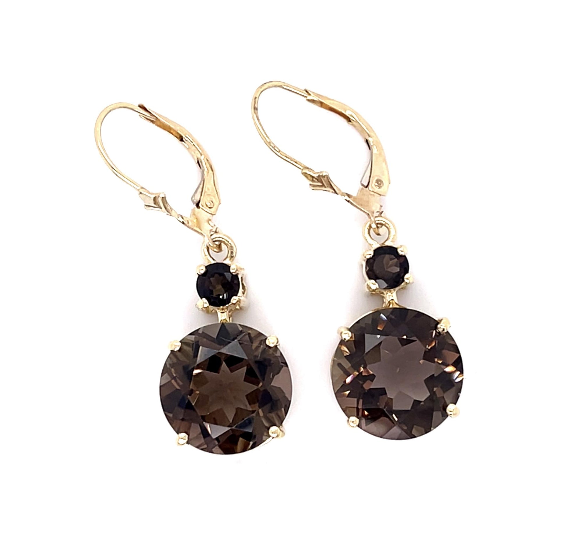 10ct Smoky Topaz 14KY Drop Earrings