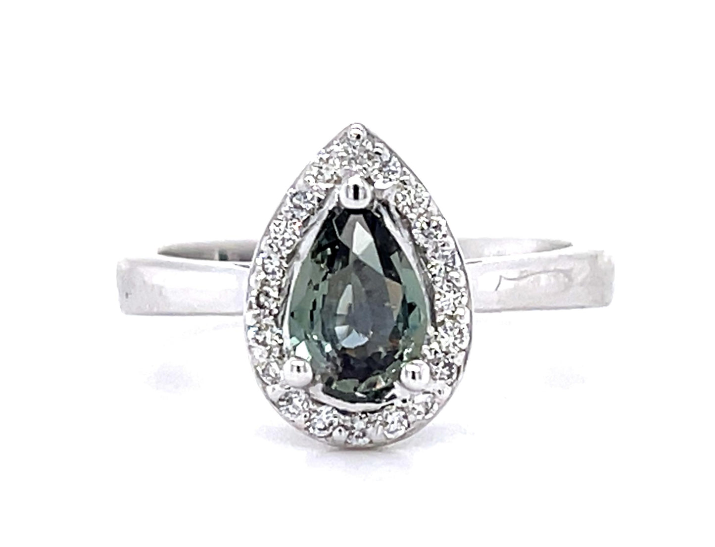 .64ct Pear Alexandrite .18ct Diamond 18KW Ring