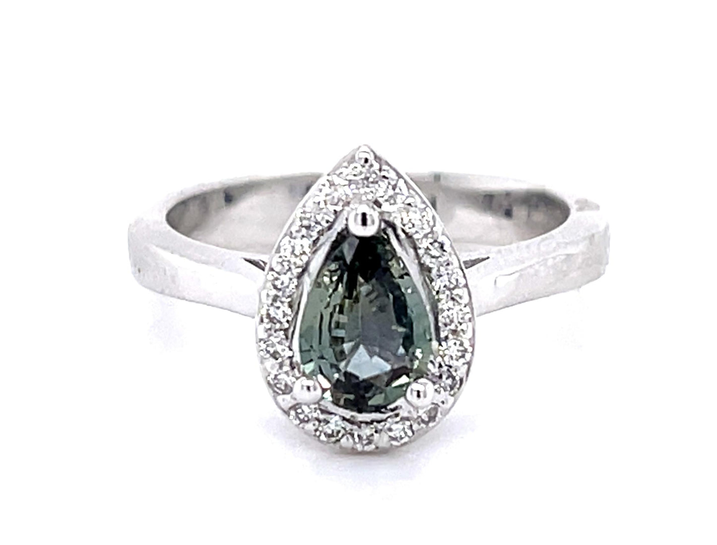 .64ct Pear Alexandrite .18ct Diamond 18KW Ring