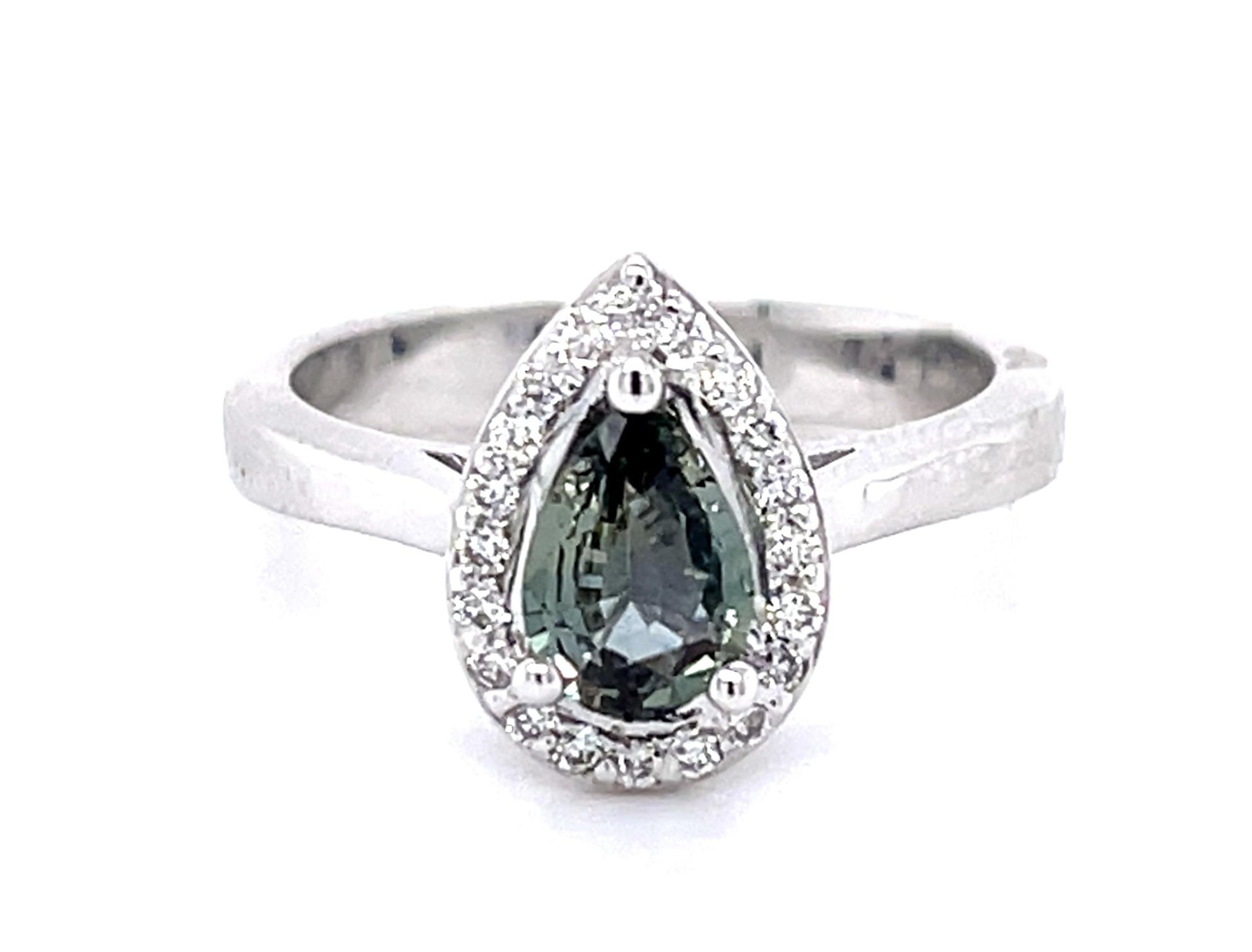 .64ct Pear Alexandrite .18ct Diamond 18KW Ring