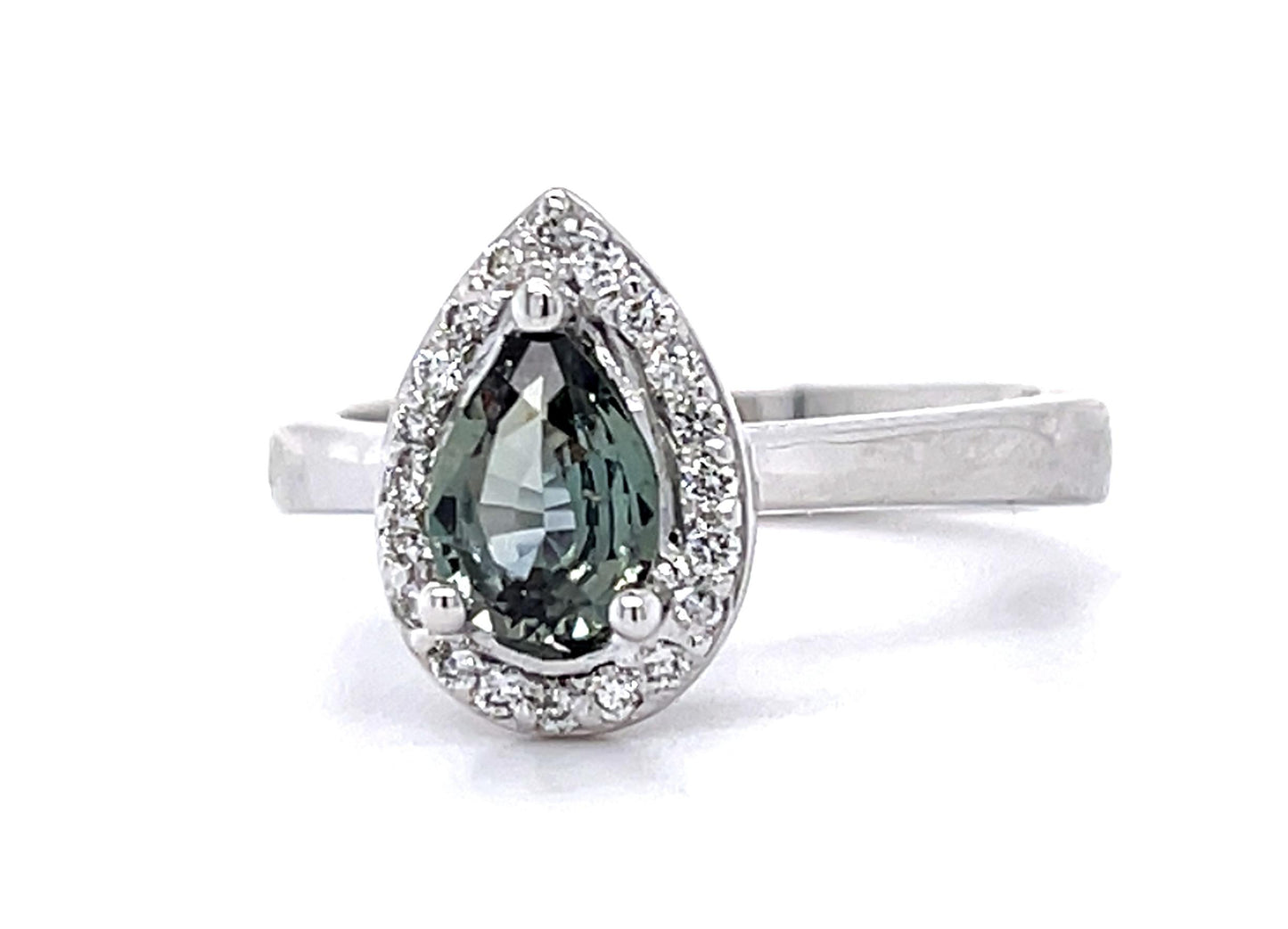.64ct Pear Alexandrite .18ct Diamond 18KW Ring