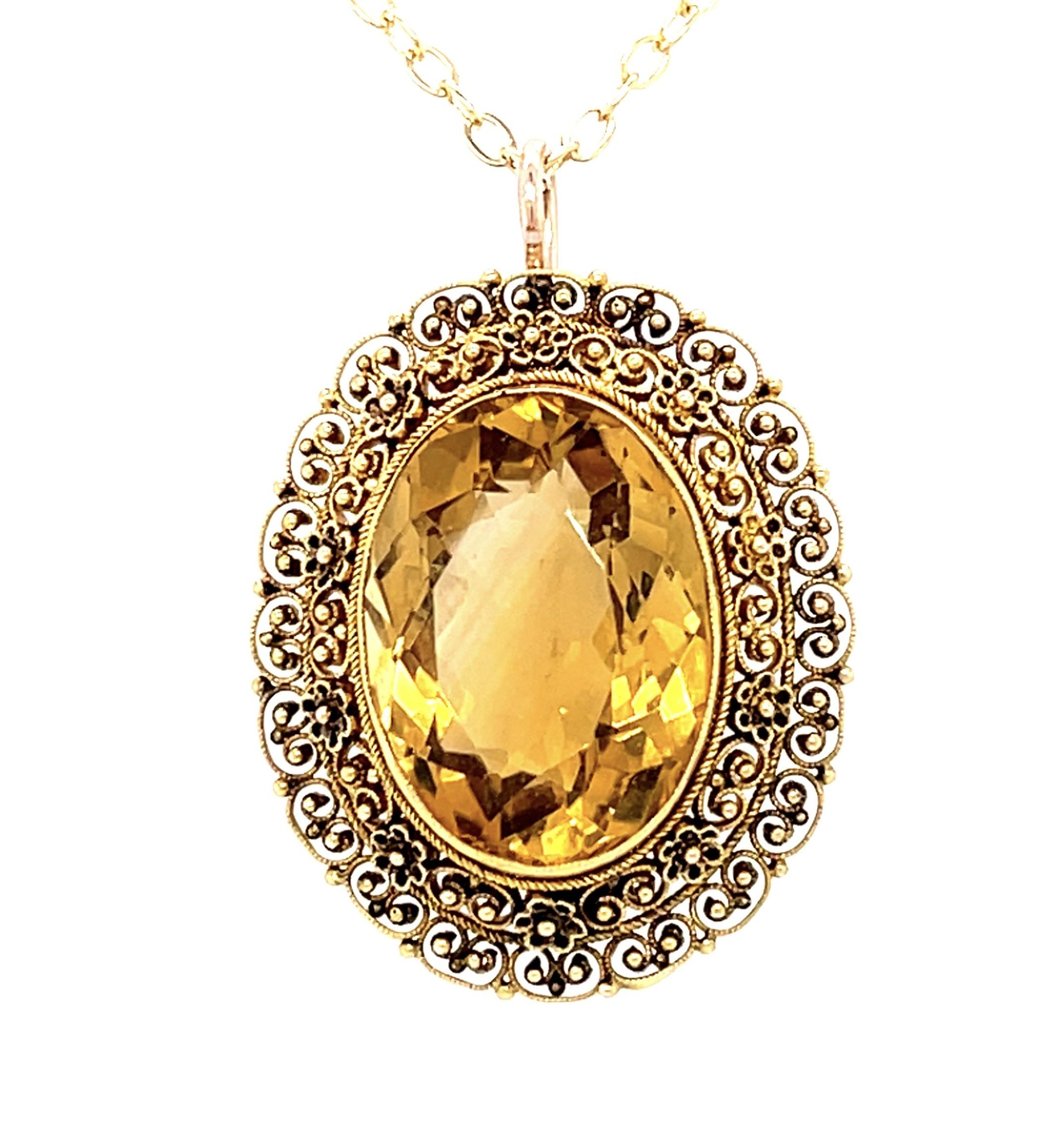 Original Victorian 18ct Citrine 14KY Pendant (Antique 1870s)