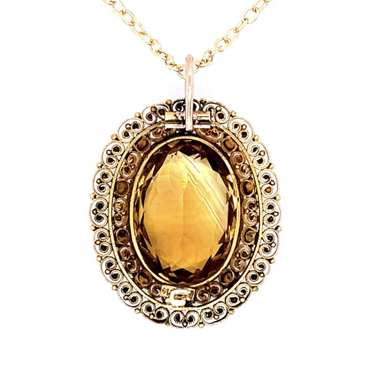 Original Victorian 18ct Citrine 14KY Pendant (Antique 1870s)
