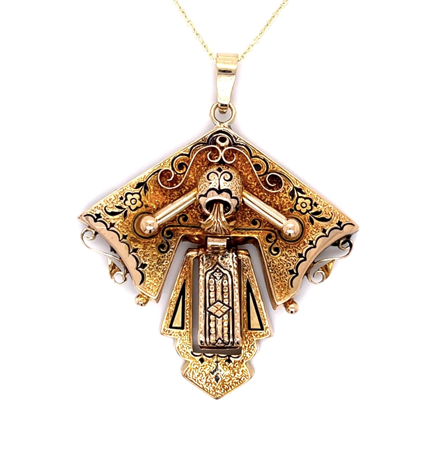 Original Victorian 14KY Enamel Pendant (Antique 1870s)