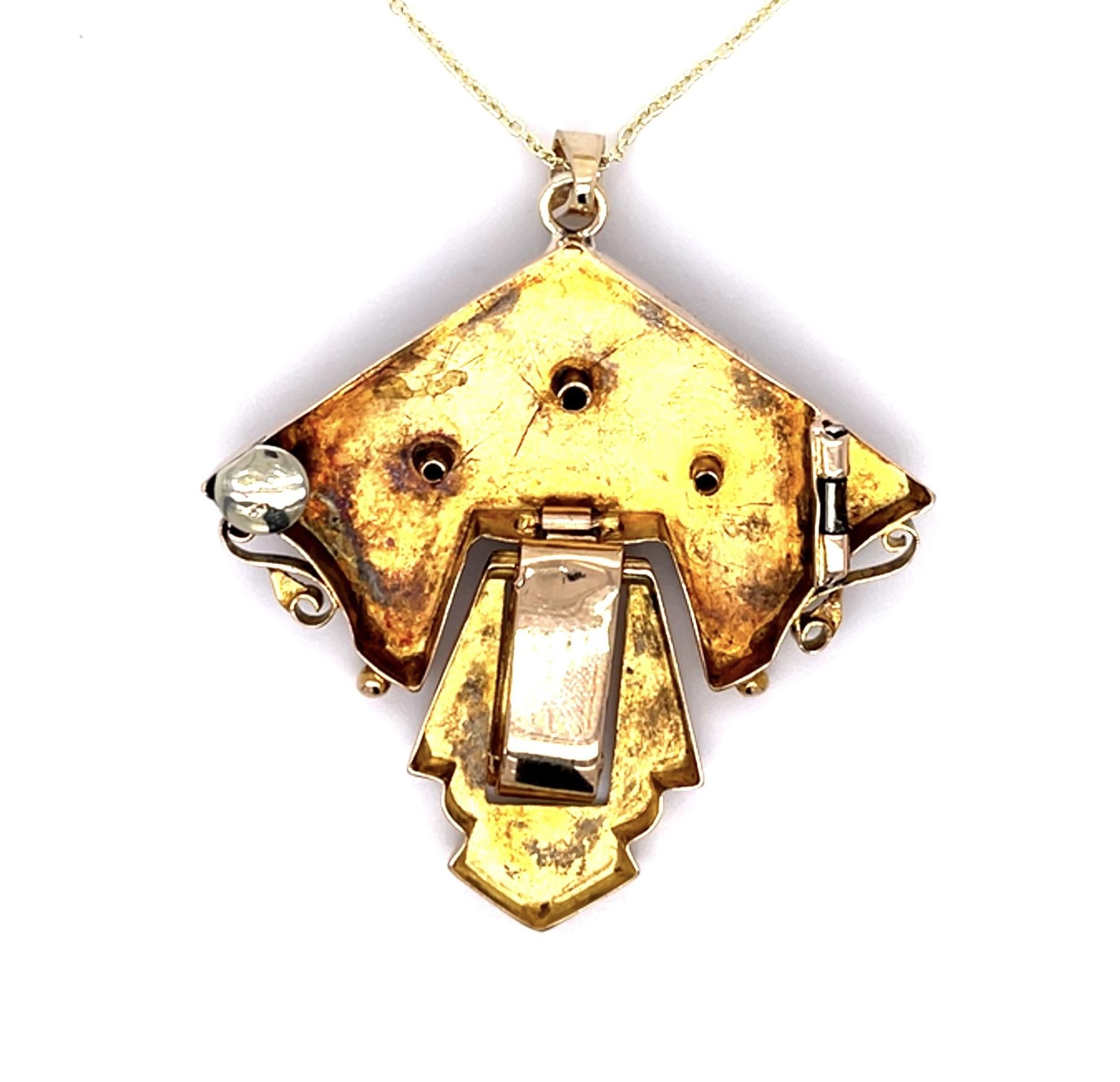 Original Victorian 14KY Enamel Pendant (Antique 1870s)