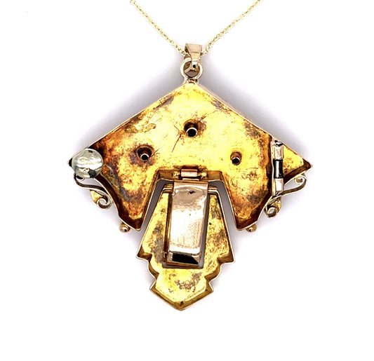 Original Victorian 14KY Enamel Pendant (Antique 1870s)