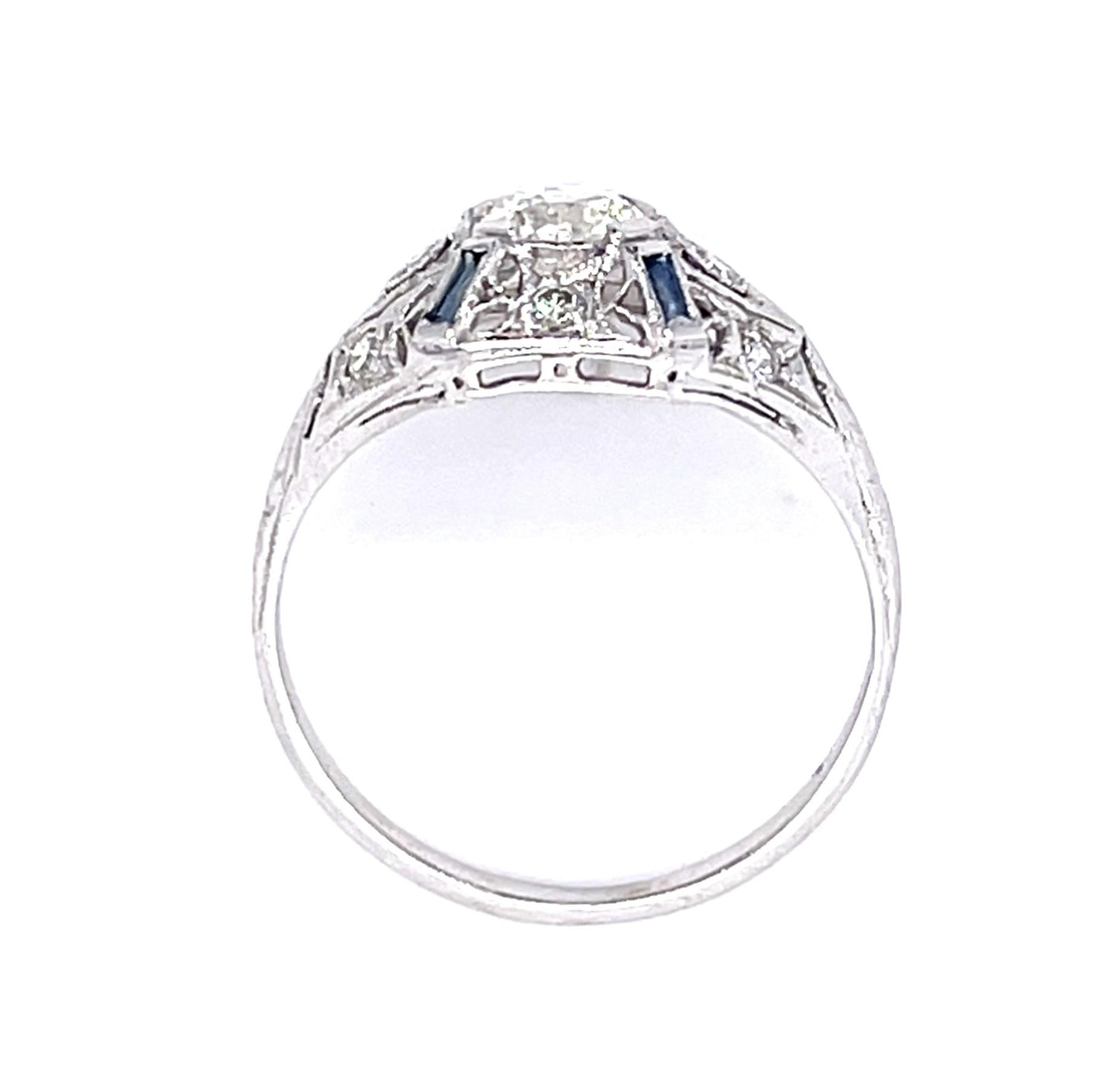 Original .47ct Euro Diamond PT Ring (Antique 1920s) .20ct Side Dia 2.90g 6.75 Si