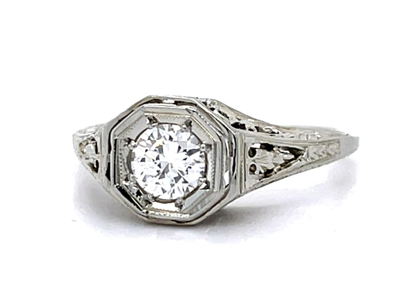 Original .38ct Euro Diamond 18KW Ring (Vintage 1930s)