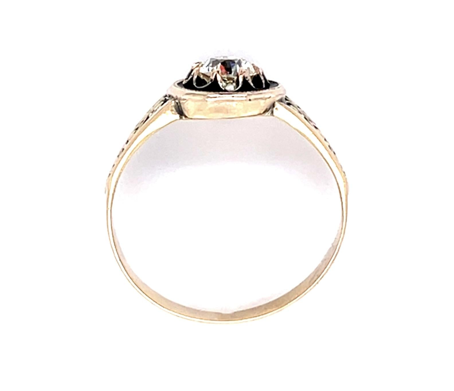 Original Victorian .51ct Old European Diamond 14KY Ring (Antique 1870s)