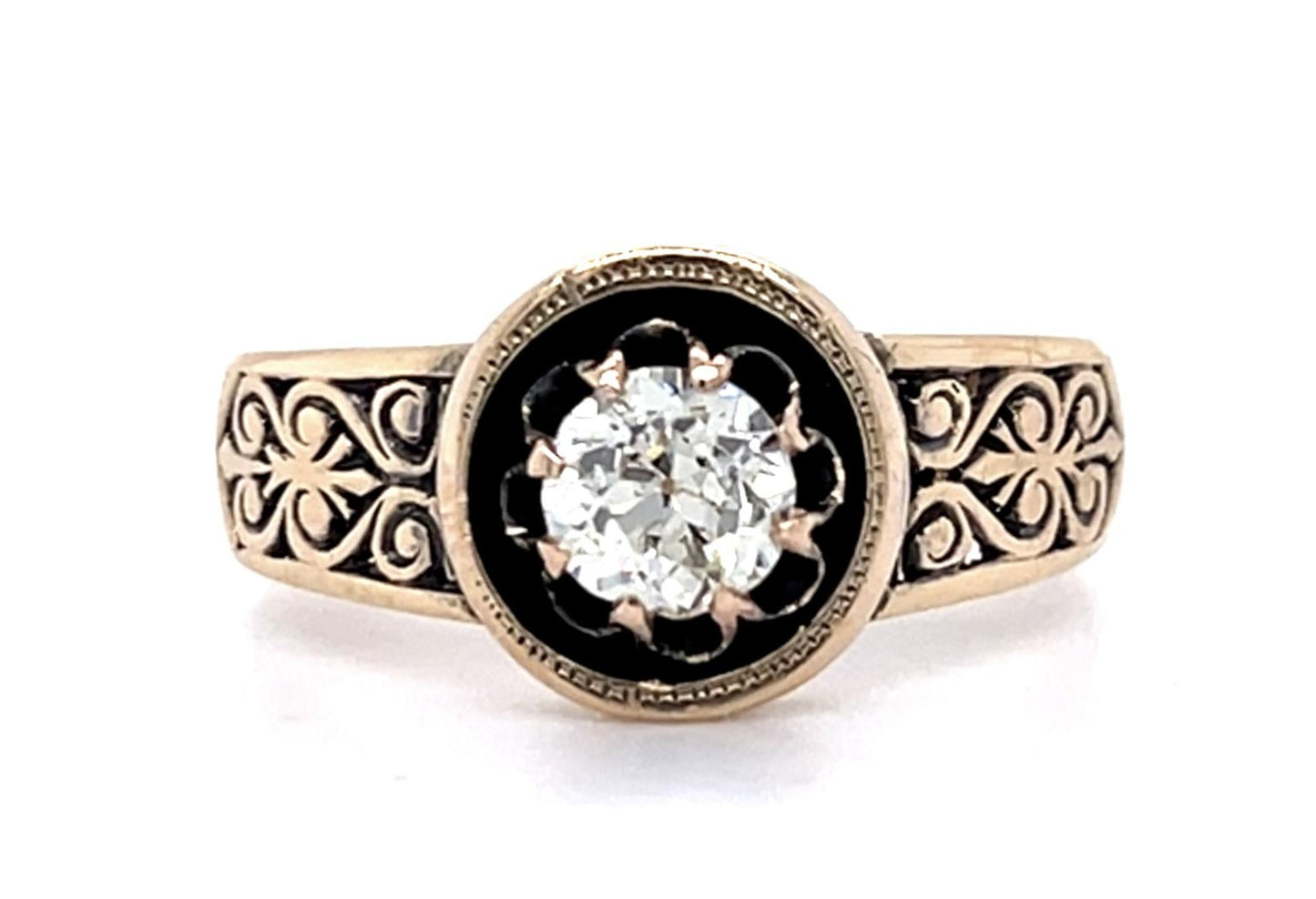 Original Victorian .51ct Old European Diamond 14KY Ring (Antique 1870s)