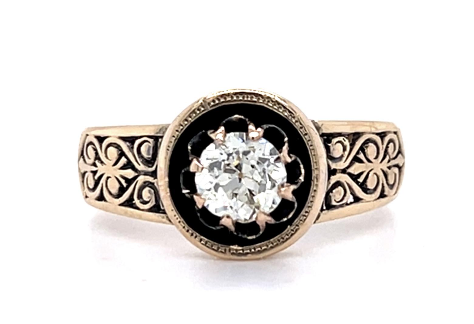 Original Victorian .51ct Old European Diamond 14KY Ring (Antique 1870s)