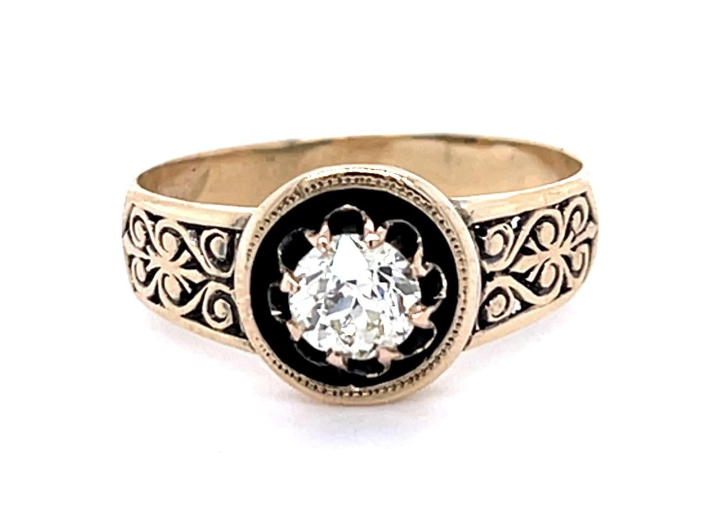 Original Victorian .51ct Old European Diamond 14KY Ring (Antique 1870s)