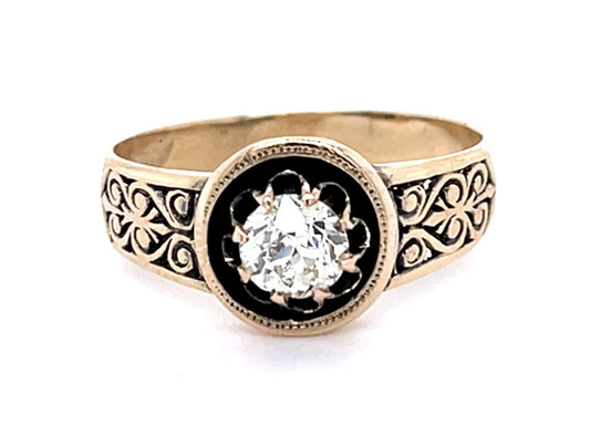 Original Victorian .51ct Old European Diamond 14KY Ring (Antique 1870s)