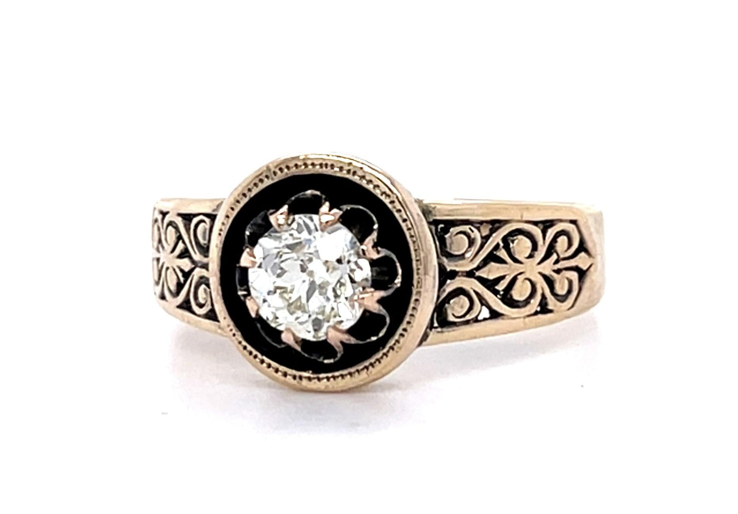 Original Victorian .51ct Old European Diamond 14KY Ring (Antique 1870s)