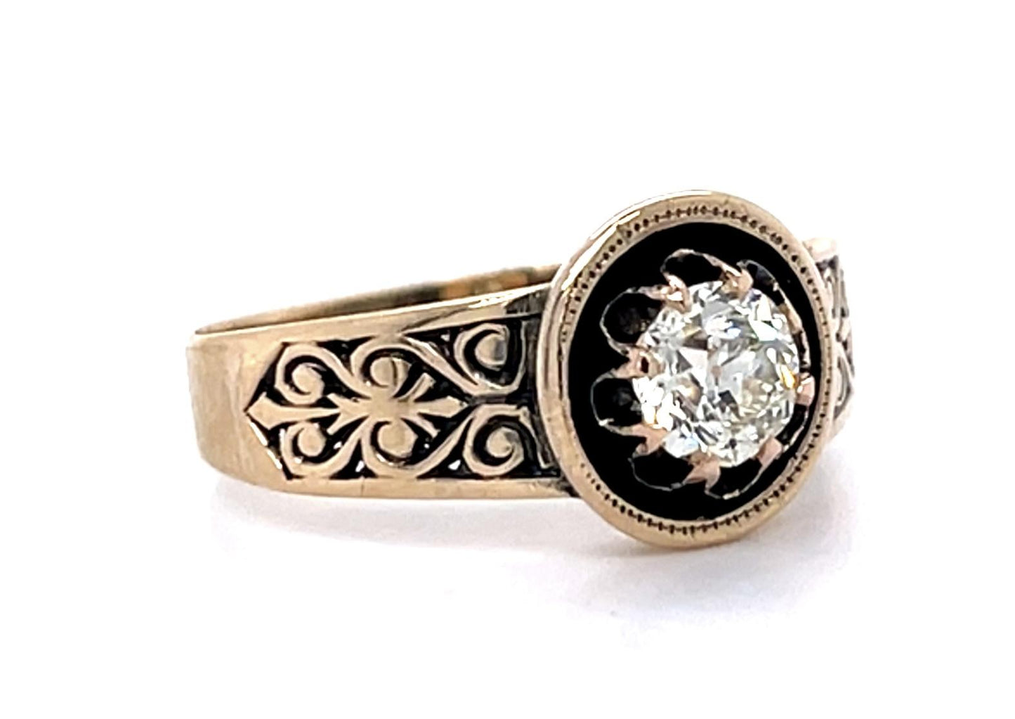 Original Victorian .51ct Old European Diamond 14KY Ring (Antique 1870s)
