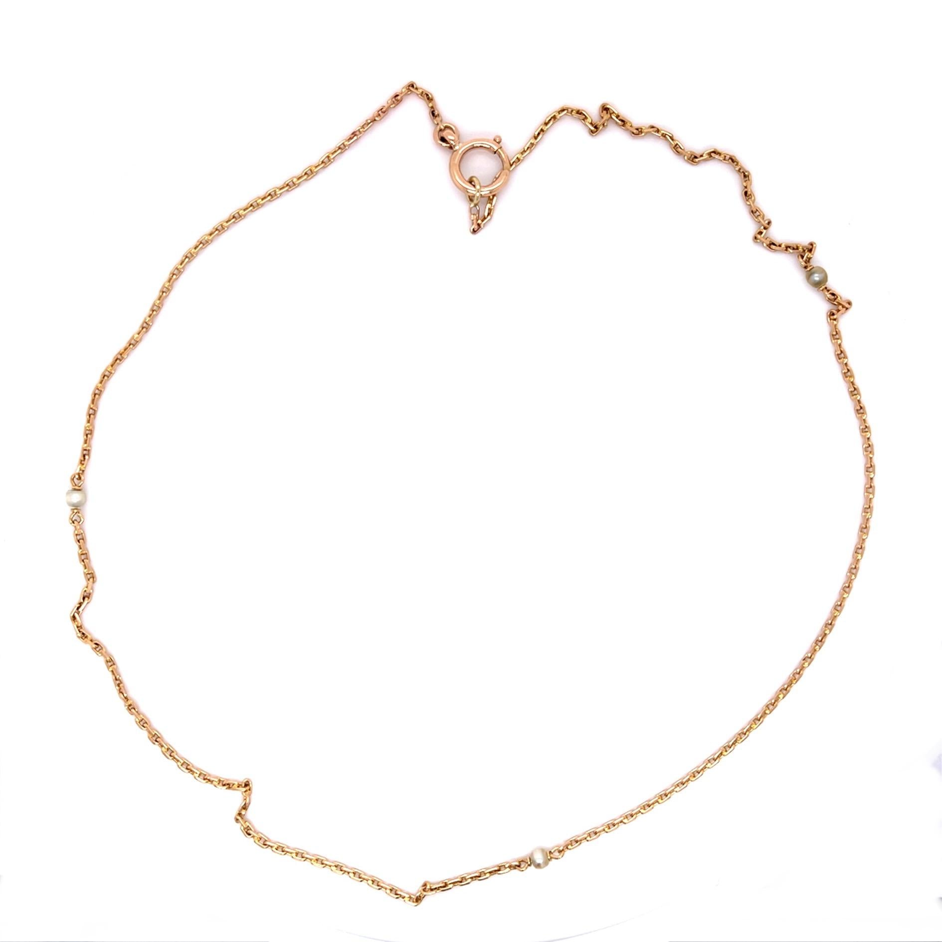 Original Victorian Natural Pearl 14KY Necklace