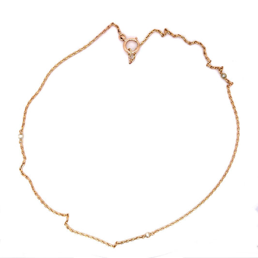 Original Victorian Natural Pearl 14KY Necklace