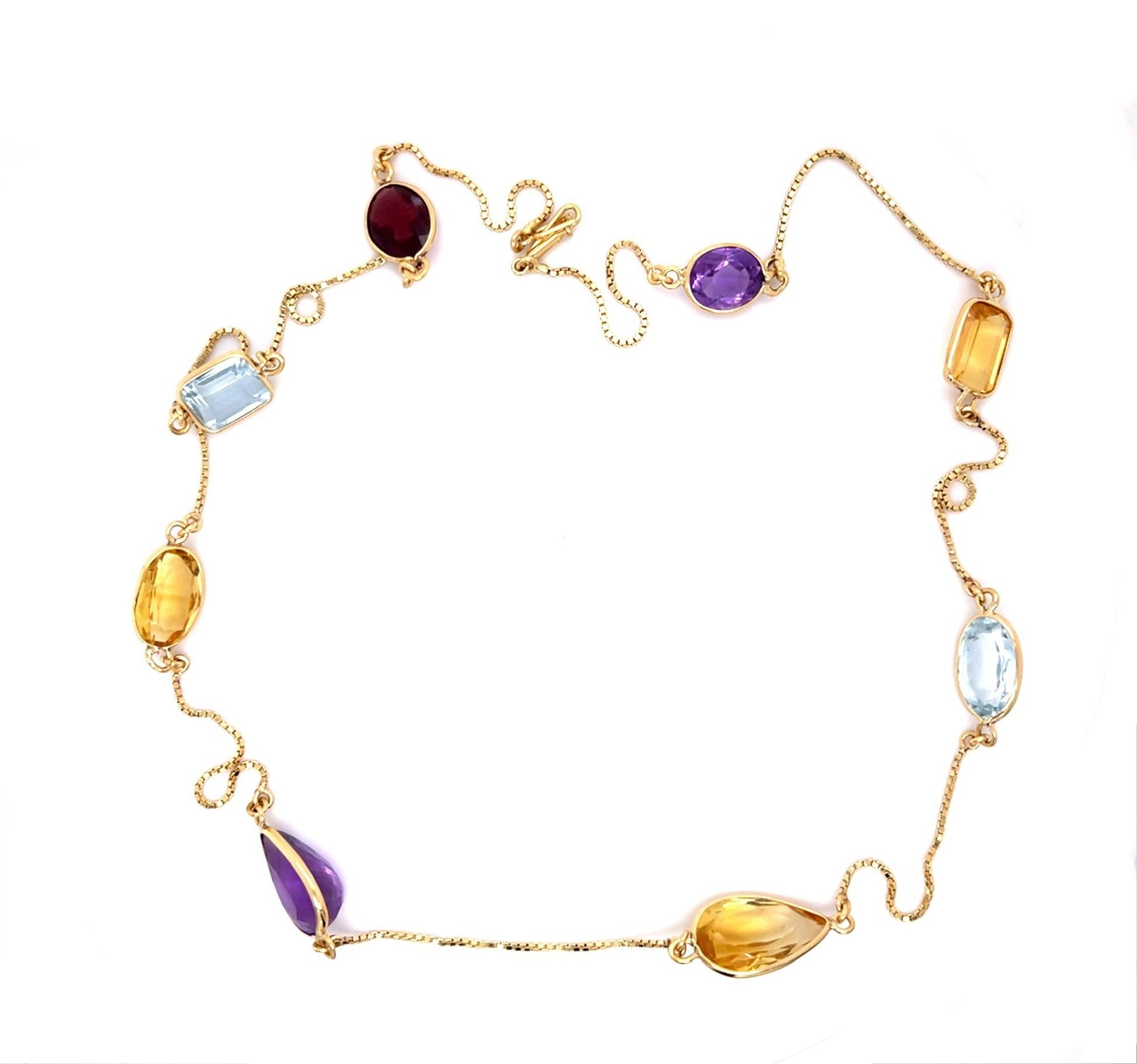 56ct Semi Prescious Gemstone 14KY Necklace