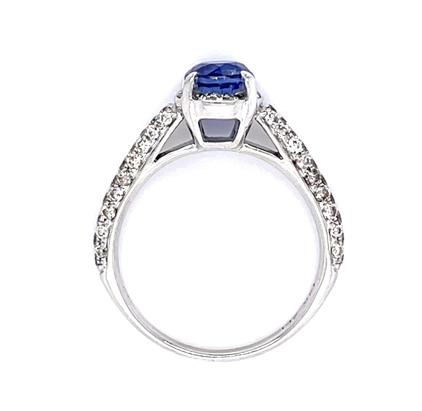 1.38ct Sapphire 14KW Ring .68ct Side Diamond