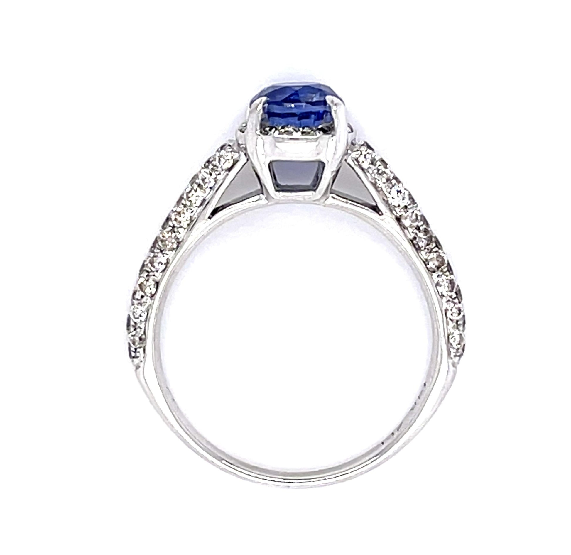 1.38ct Sapphire 14KW Ring .68ct Side Diamond
