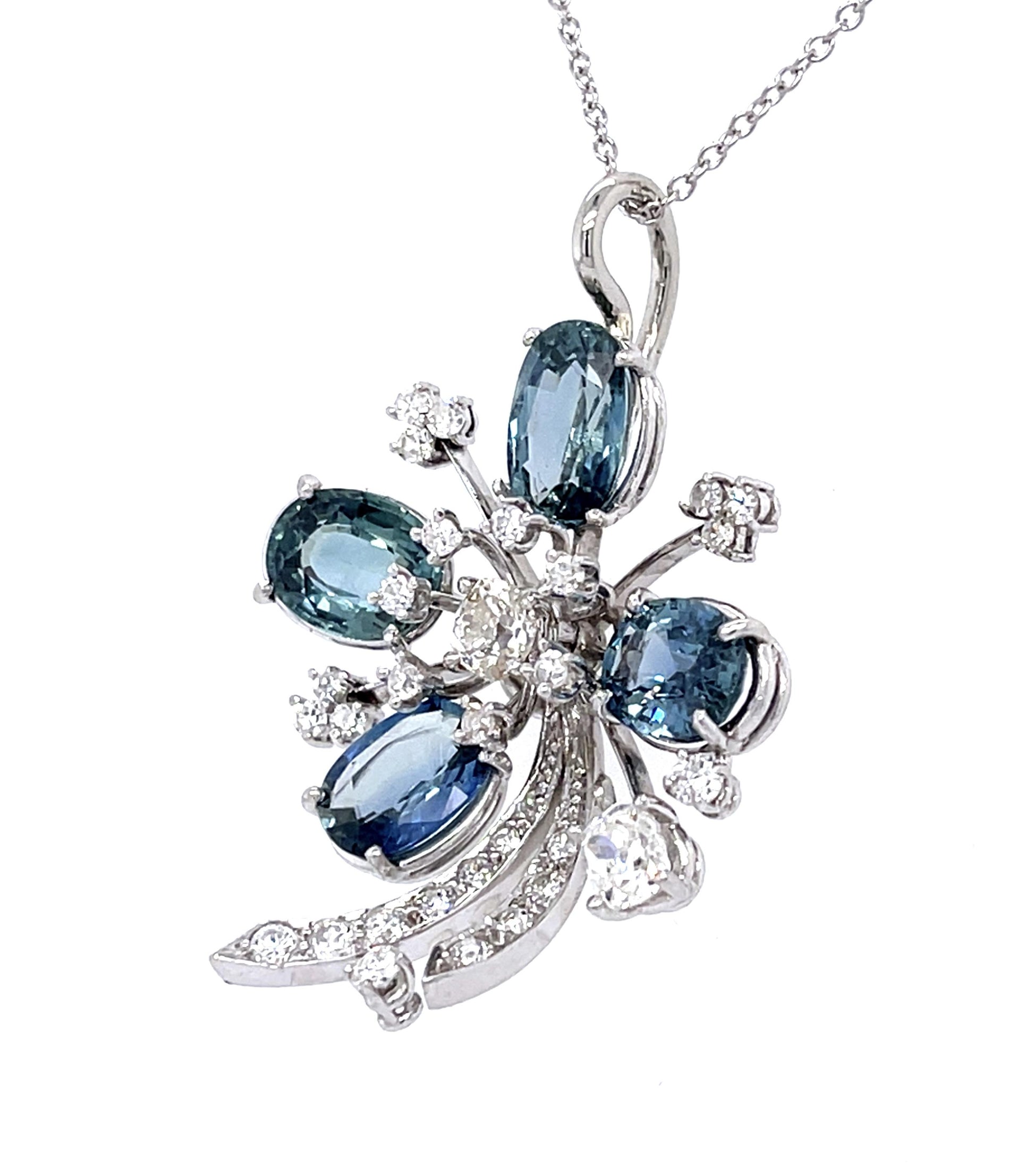 10ct No Heat Ethiopian Sapphire PT Pendant (Vintage 1940s)