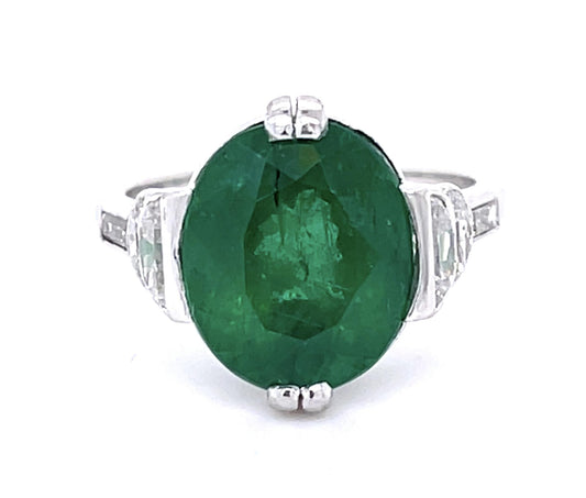 Art Deco 5.05ct Emerald PT Ring (Vintage 1930s)