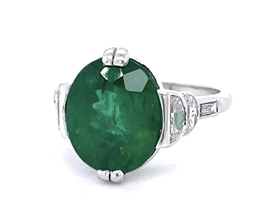 Art Deco 5.05ct Emerald PT Ring (Vintage 1930s)