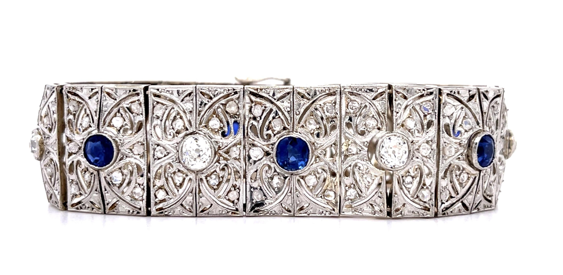 Original Art Deco 3ct Old Mine Dia 4ct No Heat Sap (No Cert) 18KW+PT Bracelet