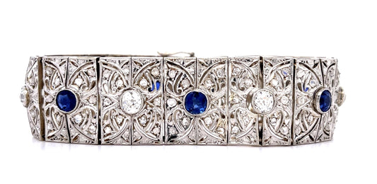 Original Art Deco 3ct Old Mine Dia 4ct No Heat Sap (No Cert) 18KW+PT Bracelet