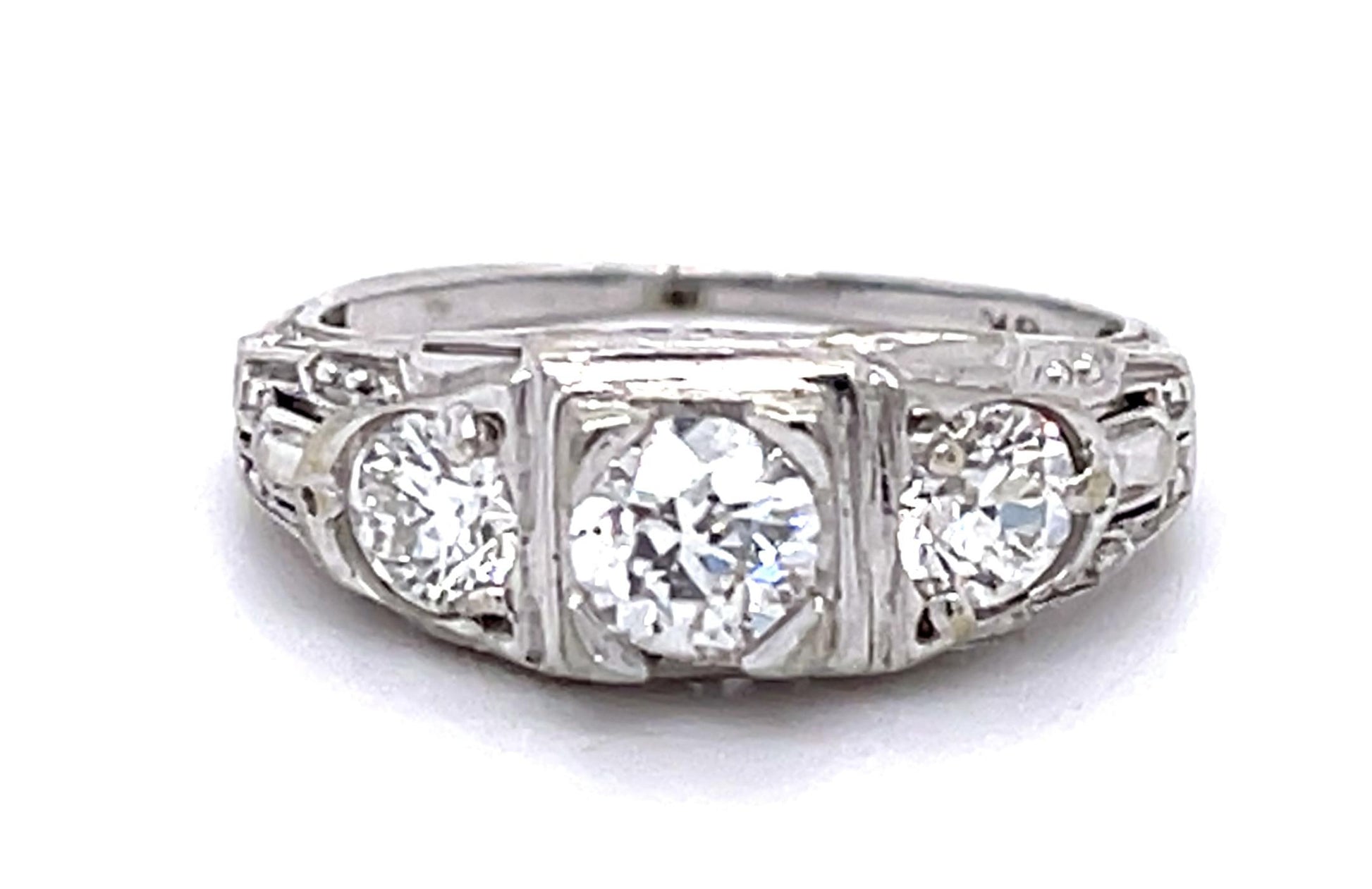 Original Art Deco .44ct Old Euro Diamond 18KW Ring (Vintage 1930s) .46ct SD