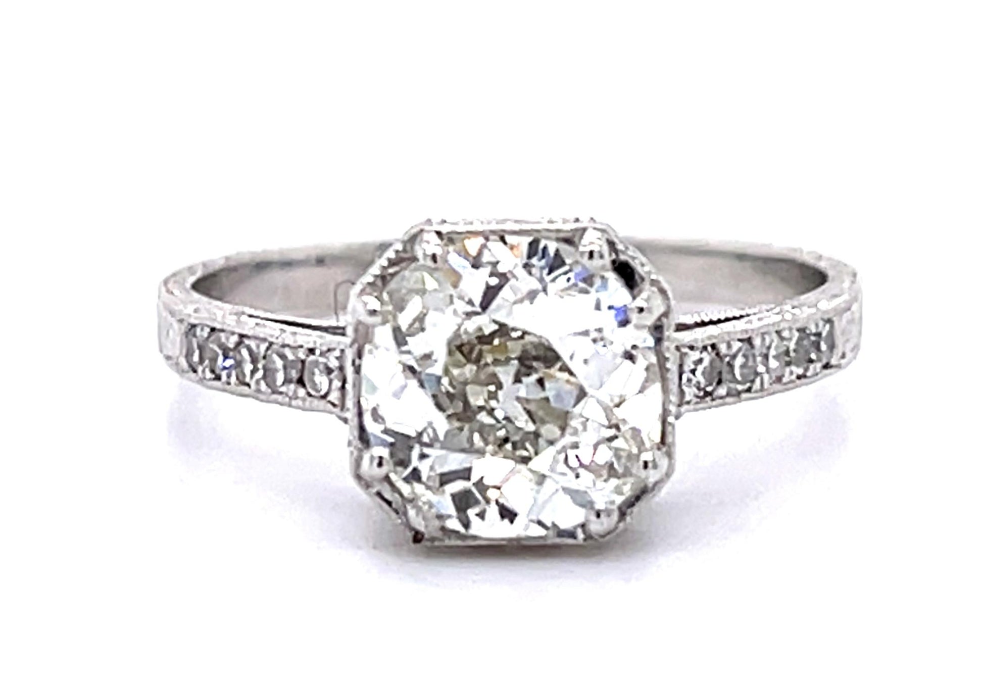 1.49ct European Diamond PT Ring .20ct Side Dia